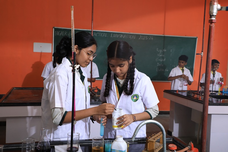 Chemistry laboratory at Vailankanni Public School, Bargur