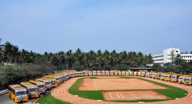 School transportation facility at Vailankanni Public School, Bargur